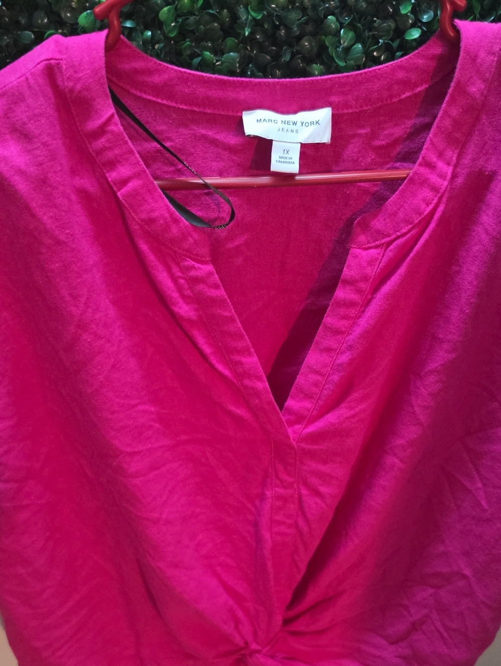 Marc New York Hot Pink Twist Front Blouse
